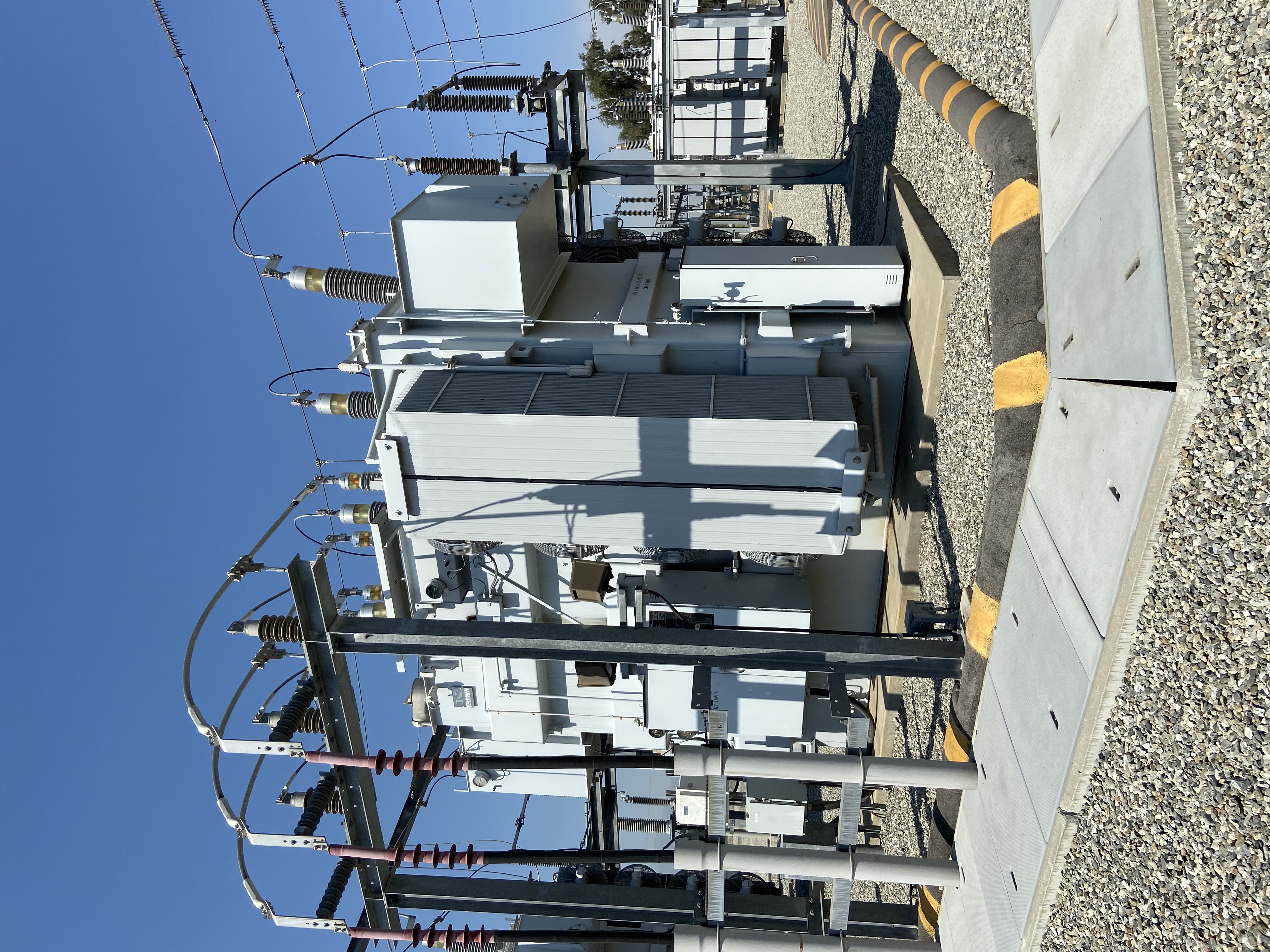 Aerial view of an electrical substation